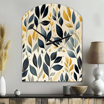 Modern Leaf Patterns VI - Asymmetric Metal Wall Clock